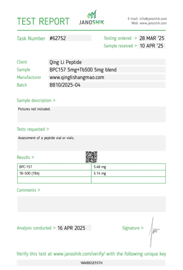 BPC157+TB500 blend COA